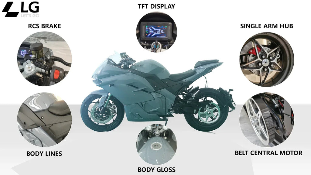Mid Drive 8000W 10000W Belt Motor Reverse Shock Absorber Fat Tire Electric Motorcycles For Sale 250KM